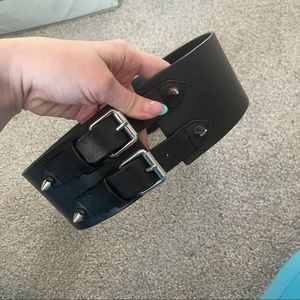 All Saints black double buckle belt